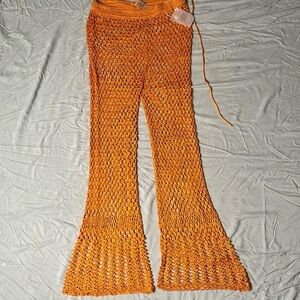 Cult Gaia Iriel Knit Crochet pants apricot orange pants / bikini cover up